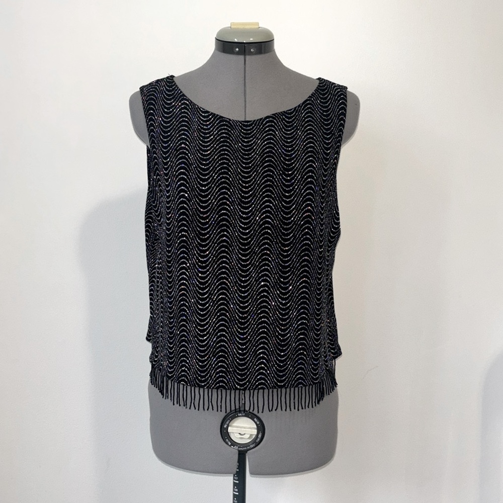 Vintage glittery black crop tank top